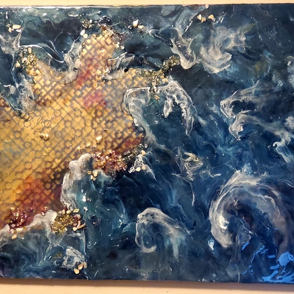Wall art, embellished, resin, canvas, decor - Picture 4 of 4